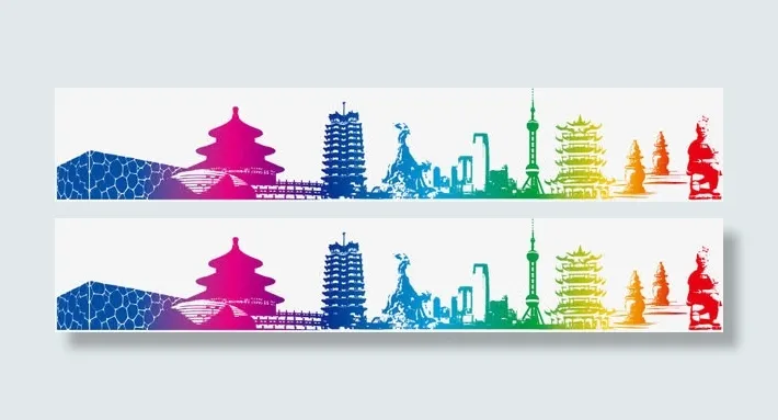 炫彩国内地标矢量素材免抠