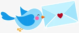 情人节卡通小鸟情书免抠