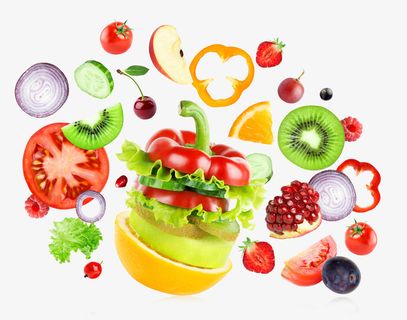 飞动的果蔬片免抠