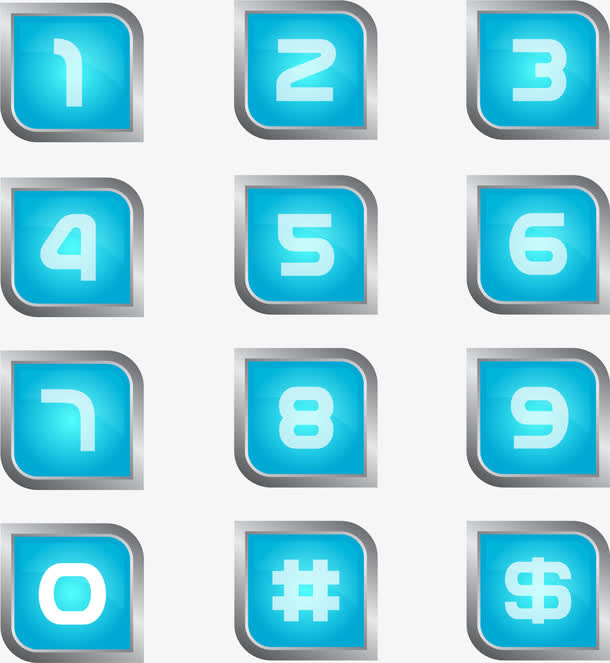 蓝色数字1到9免抠