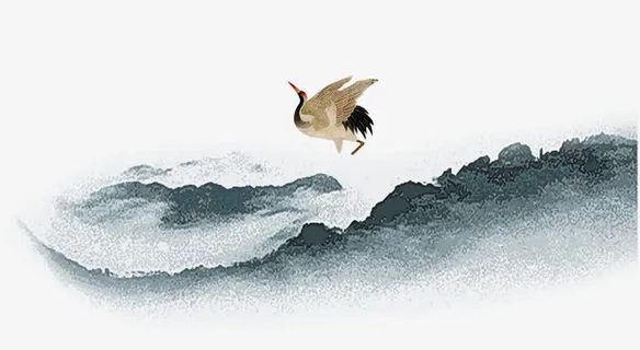 中国风白鹤免抠