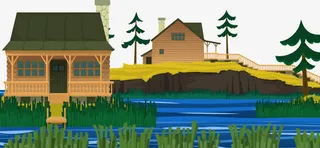 河边小木屋免抠