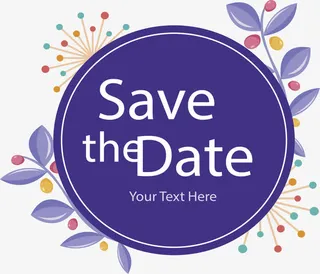 蓝色树枝邀请函免抠