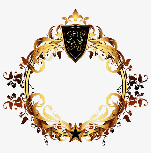 欧式黑金花纹免抠