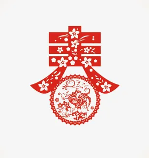 春节红色剪纸免抠