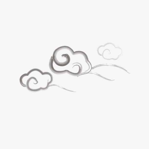 中国风，水墨风，闲云素材免抠