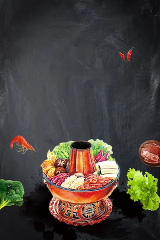 年黑色简约餐饮冬日火锅海报高清