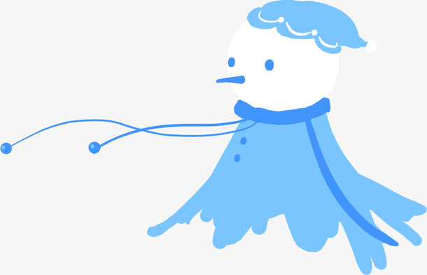 手绘蓝色可爱雪人装饰免抠