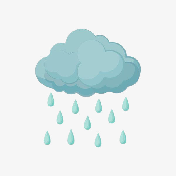 手绘蓝色下雨乌云免抠