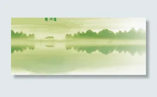 山水画美景海洋树林免抠