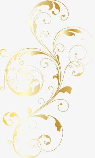 手绘金色藤蔓免抠