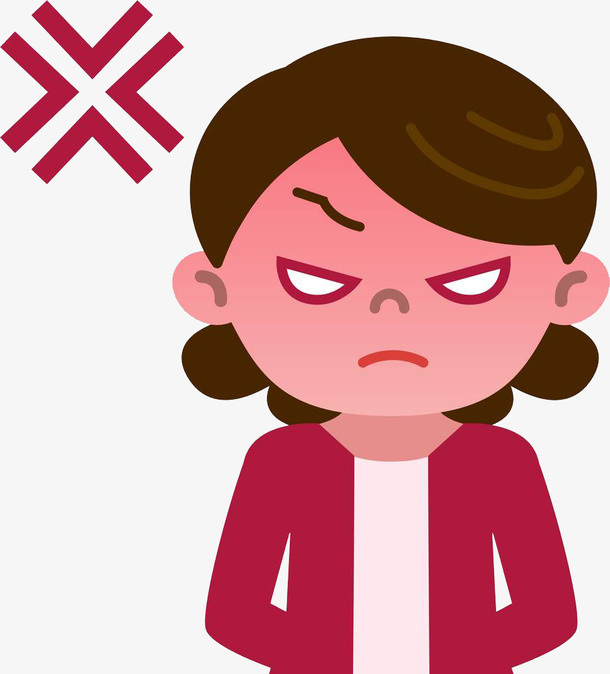 手绘生气的女人免抠图免抠