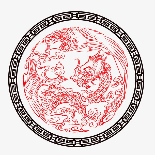 舞动的龙凤纹理免抠