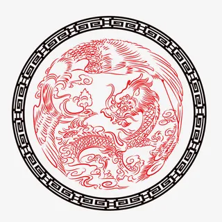 舞动的龙凤纹理免抠