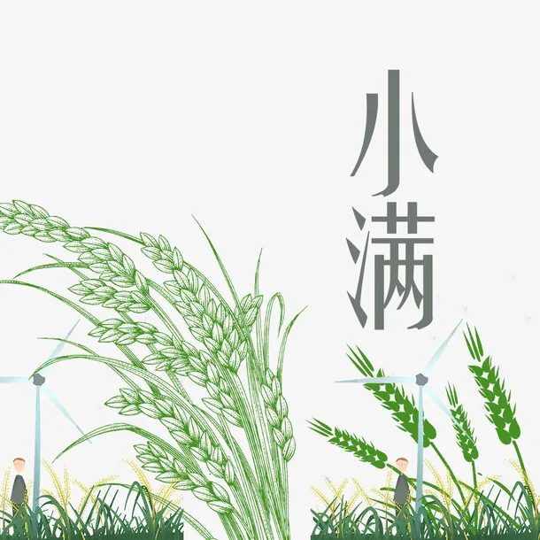 二十四节气小满绿色小清新海报免抠字体元素