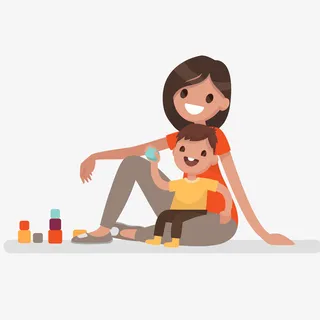妈妈和宝宝玩玩具插画免抠