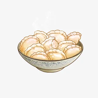 灰色手绘水饺节日美食免抠