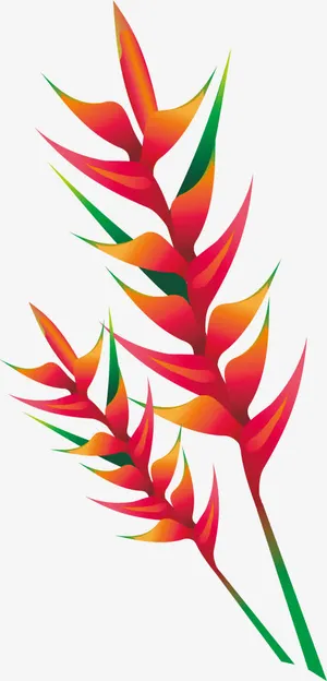 红色春天树叶设计花草免抠