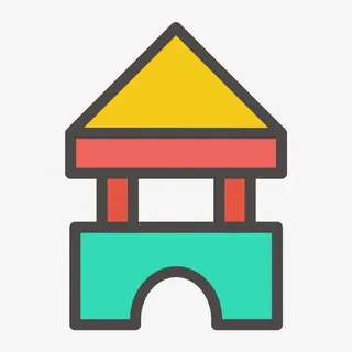 彩色几何三角形拼图元素免抠