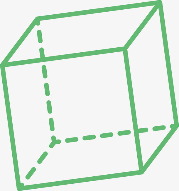 绿色线条立方体免抠