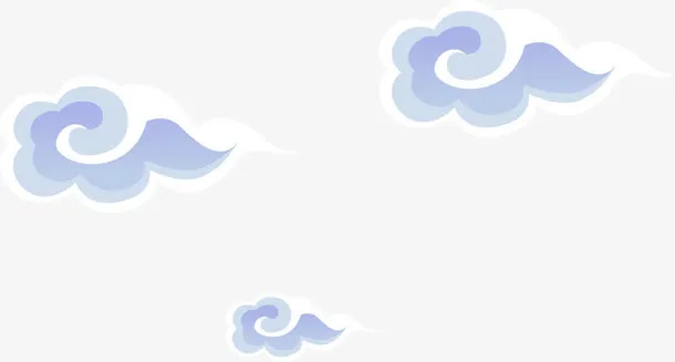 手绘传统白色花纹祥云免抠