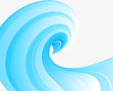 蓝色渐变条波浪卷曲创意设计免抠