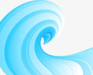 蓝色渐变条波浪卷曲创意设计免抠