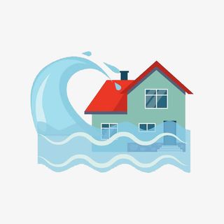 装饰插图洪灾淹没房屋免抠