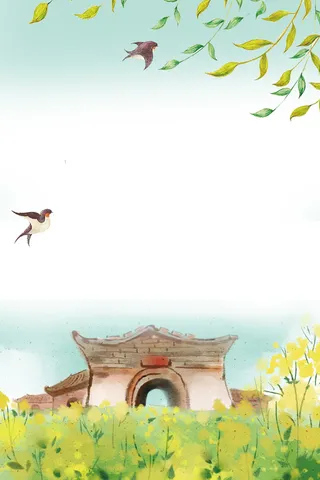 插画风油菜花节宣传海报高清