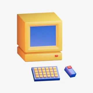 C4D立体3D模型卡通电脑免抠