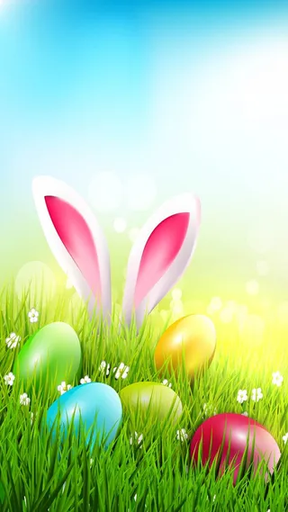 蓝天绿地复活节手机端H5背景素材高清