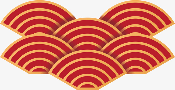 红色微立体扇形装饰图案免抠手绘/卡通卡通元素