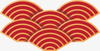 红色微立体扇形装饰图案免抠手绘/卡通卡通元素