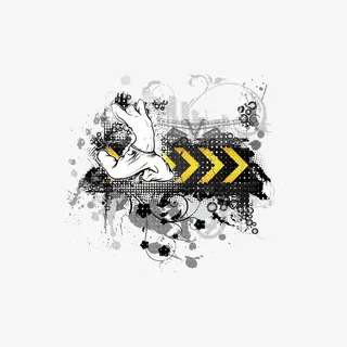 水墨箭头和人免抠