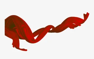 中国风红绸免抠