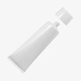白色拧开盖子的牙膏管实物免抠