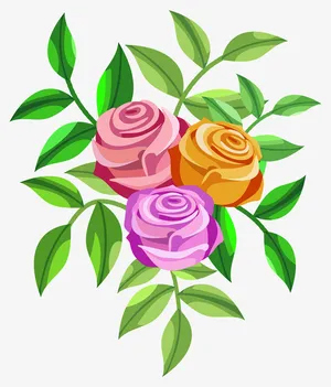 绘制春天里盛开的绿叶玫瑰免抠