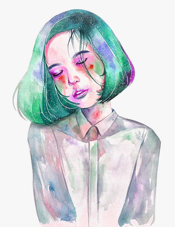 手绘水彩插画免抠