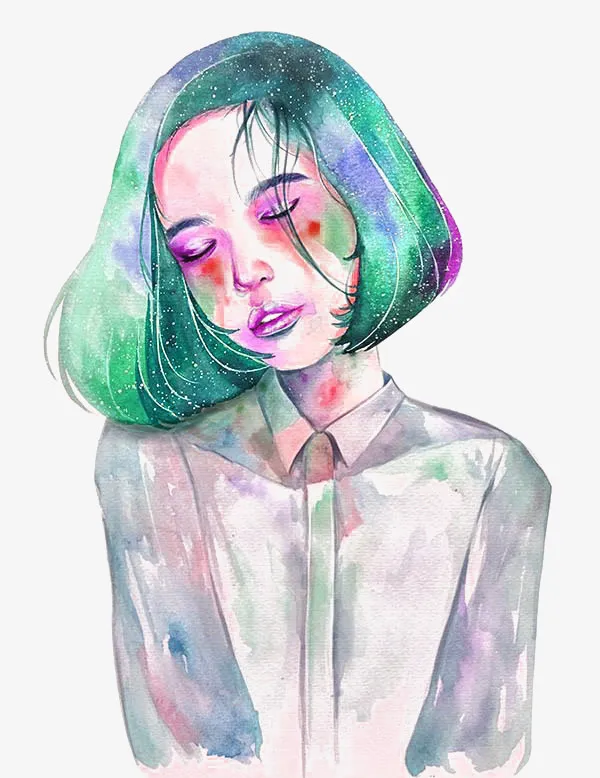 手绘水彩插画免抠