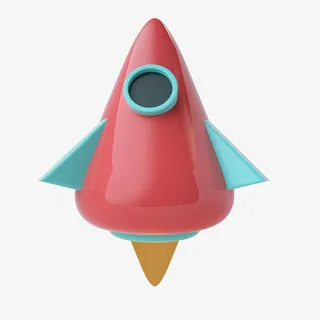 电商C4D装饰元素之火箭免抠