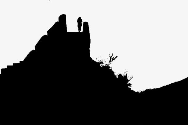 剪影长城黑色纯色免抠