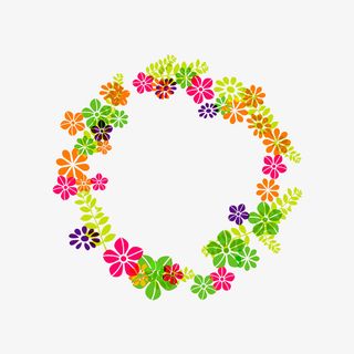 春天七彩花环免抠