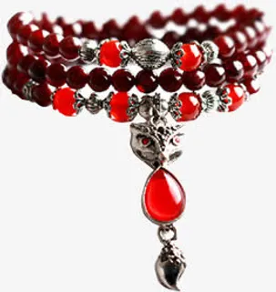 红色玛瑙手串七夕免抠