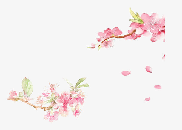 手绘桃花免抠