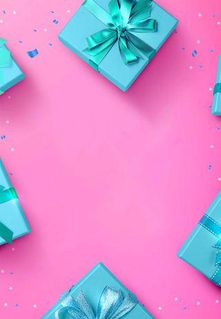 粉红色简约蓝色礼盒礼品促销海报背景高清