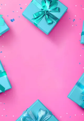 粉红色简约蓝色礼盒礼品促销海报背景高清