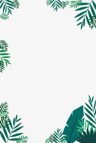 夏天清新绿叶边框免抠