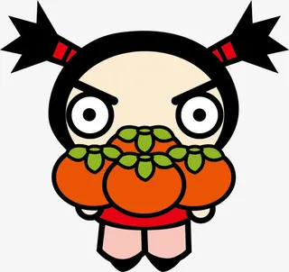 拿柿子的小女孩免抠