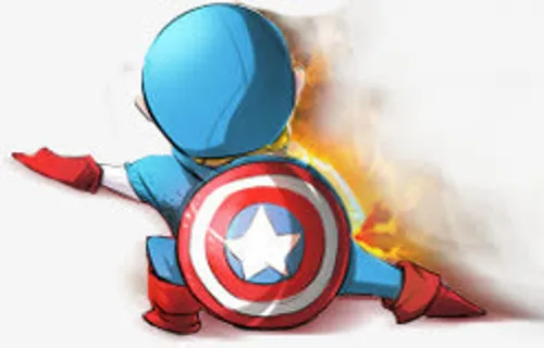 美国队长盾牌卡通小孩免抠