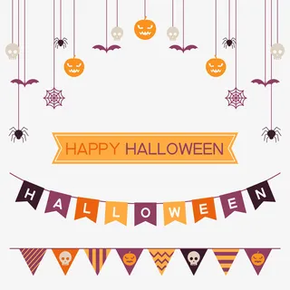 万圣节顶边吊饰彩旗免抠